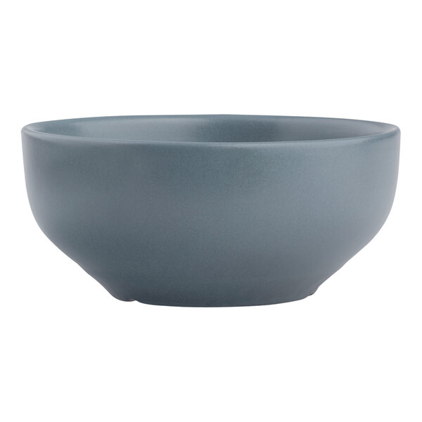 A close-up of a dark grey Santa Anita Reflections stoneware bowl.