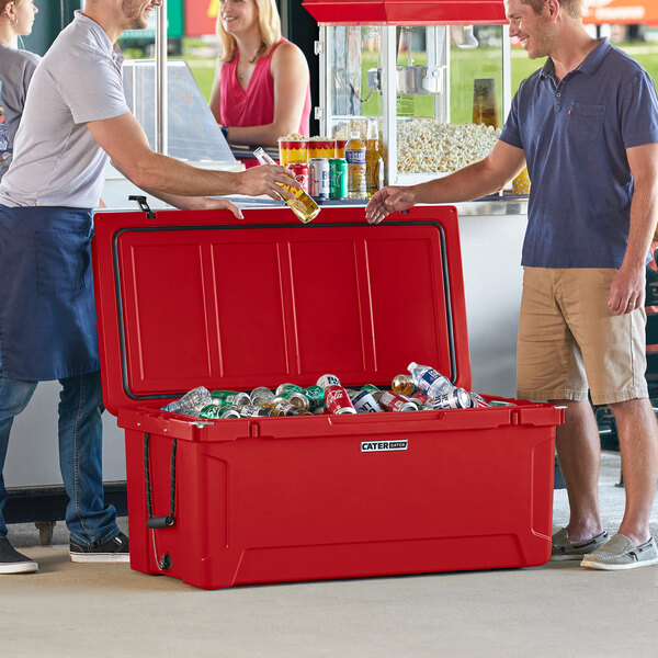 CaterGator CG170RD Red 170 Qt. Rotomolded Extreme Outdoor Cooler / Ice Chest