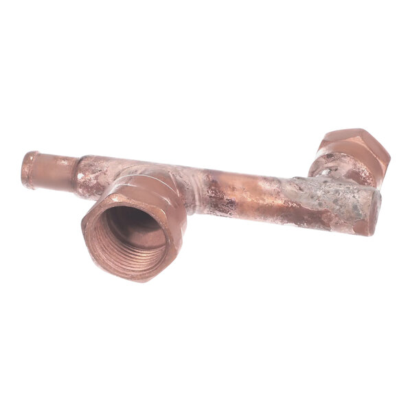 A copper AccuTemp vent assembly pipe with a nut on it.