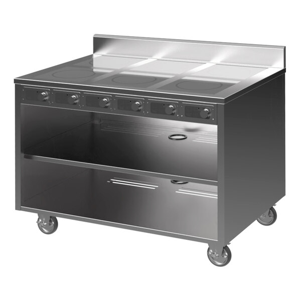 Spring USA BOH-1800C-6 BOH Series 48" Mobile Induction Cooking Cart with 6 Ranges - 110-120V; 10.8 kW