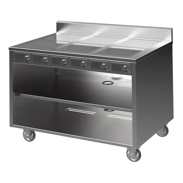 Spring USA BOH-3500C-6 BOH Series 48" Mobile Induction Cooking Cart with 6 Ranges - 208-240V; 21 kW