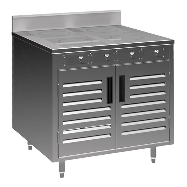 Spring USA BOH-2600D BOH Series 36" Slide-In Induction Cooking Cabinet with 4 Ranges and Doors - 208-240V; 10.4 kW