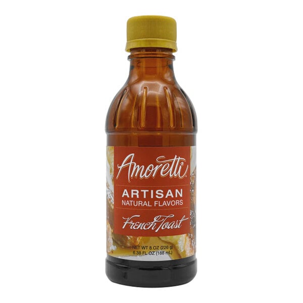 A bottle of Amoretti French Toast Artisan Natural Flavor Paste with a yellow cap and label.