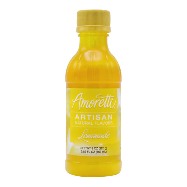 A bottle of Amoretti Lemonade Artisan Natural Flavor Paste with a yellow label.