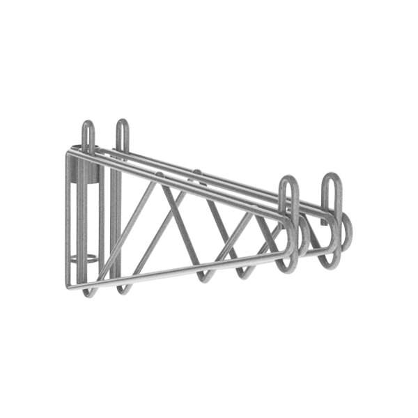 Metro Super Erecta Post-Type Wall-Mount Double Shelf Support with hooks for shelves.