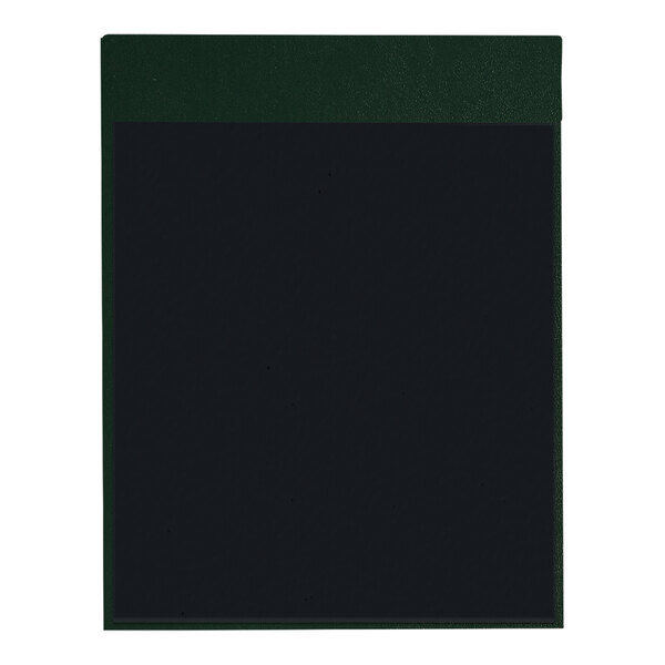A black menu board with a green border.