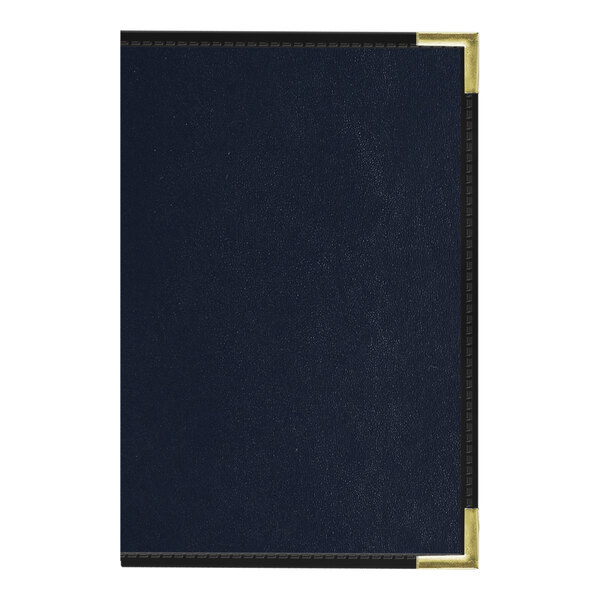 A H. Risch, Inc. Oakmont blue menu cover with black and gold rectangular inserts.
