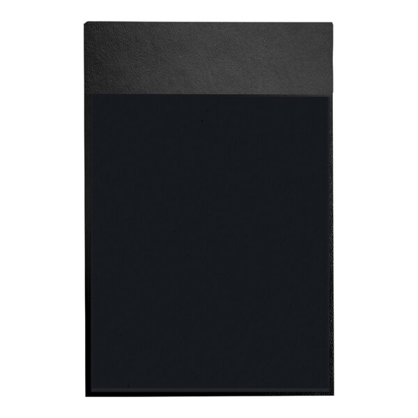 A black rectangular menu board with a white stripe.