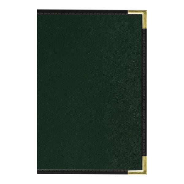 A green and black Oakmont menu cover with gold corners.