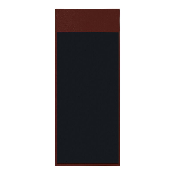 A black rectangular menu board with red border and black lines.