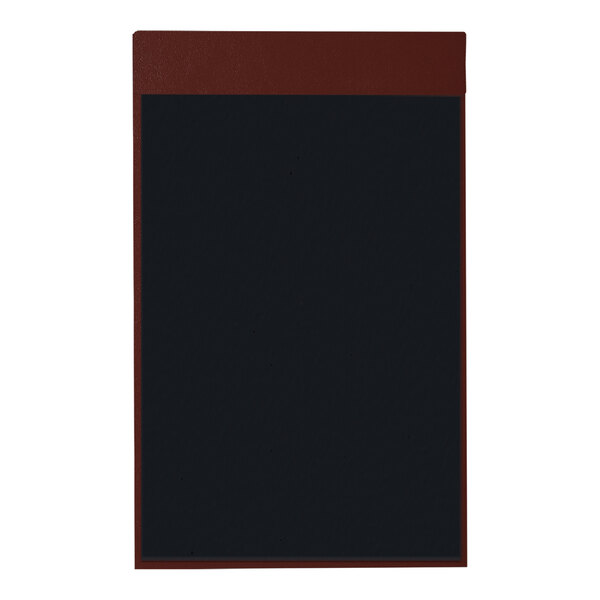 A black rectangular menu board with a red border.
