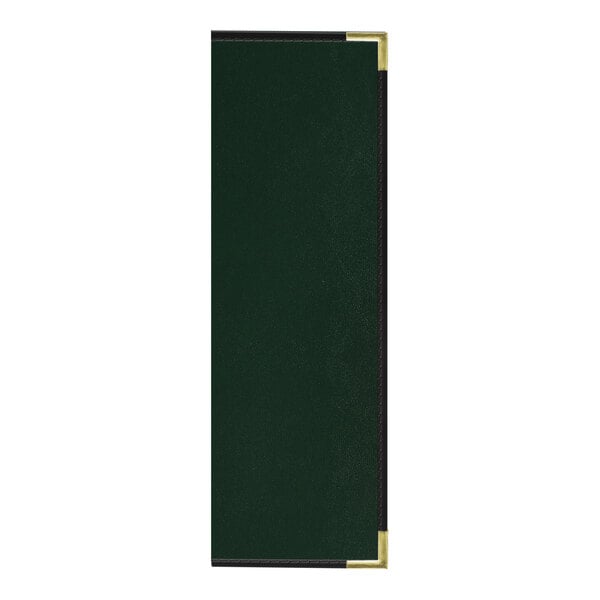An oakmont green menu cover with black border and gold corners.