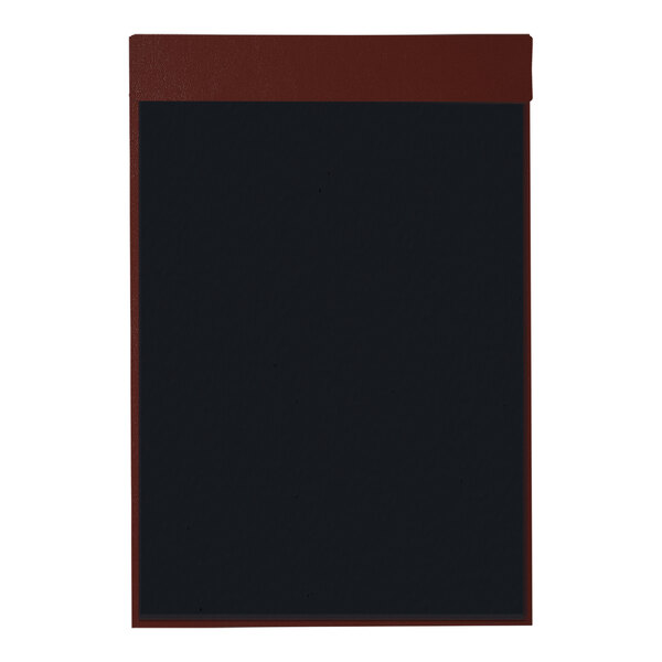 An oak menu board with a black border and black lines.