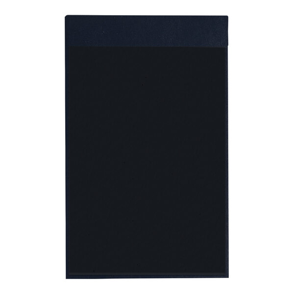 A blue rectangular menu board with a black border and black lines.