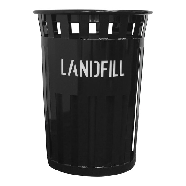 Witt Industries Oakley Eco M3601LF-FT-BK 36 Gallon Black Outdoor Landfill Receptacle with Flat Top