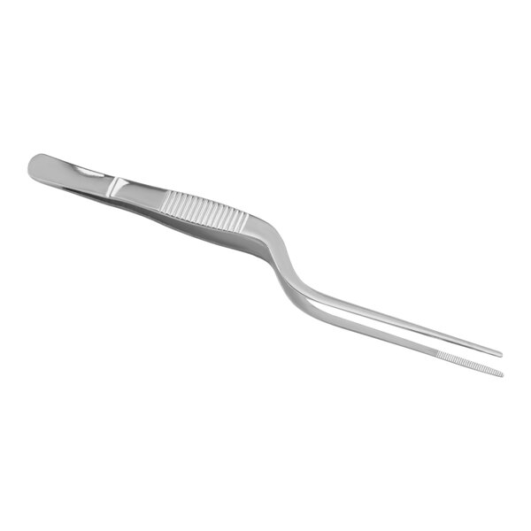 American Metalcraft stainless steel offset bar tweezers with a handle.