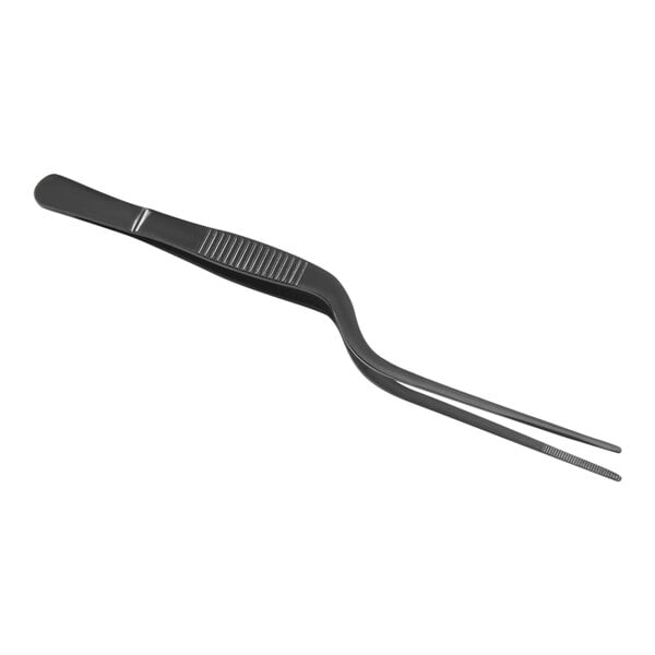 A black American Metalcraft bar tweezers with an offset handle.
