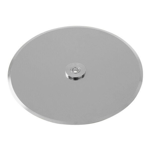 An American Metalcraft stainless steel disc with a hole in the center.