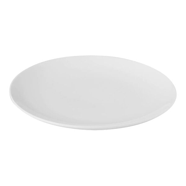 A Bon Chef bright white porcelain coupe plate with a small rim.