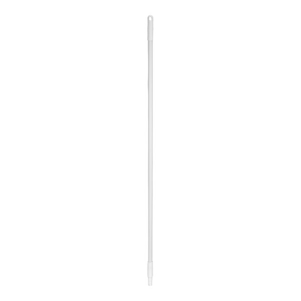 A white fiberglass pole with a black handle.