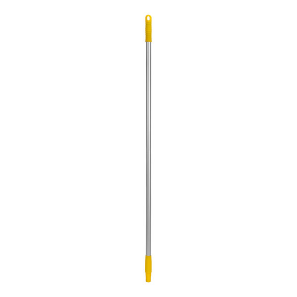 A long silver metal pole with yellow Remco handles.