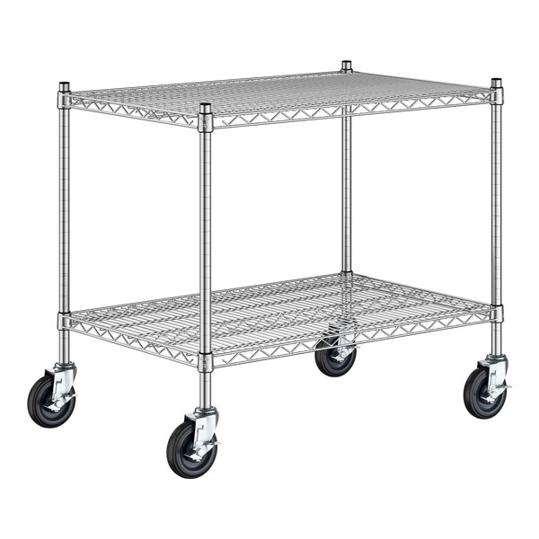 Regency Spec Line 24" Wide NSF Stainless Steel Wire Mobile Shelving Starter Kit with 2 Shelves and 33" Posts