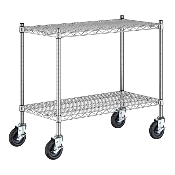 Regency Spec Line 18" Wide NSF Stainless Steel Wire Mobile Shelving Starter Kit with 2 Shelves and 27" Posts