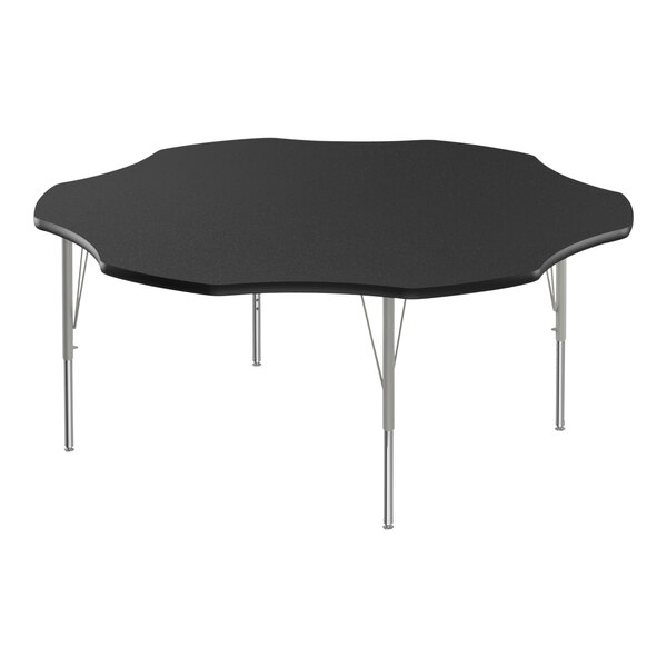 A black Correll activity table with silver legs.