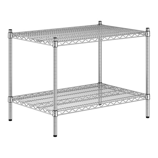 Regency Spec Line 24" Wide NSF Stainless Steel Wire Stationary Shelving Starter Kit with 2 Shelves and 27" Posts