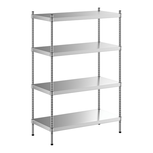 A Regency stainless steel shelving unit with 4 shelves.