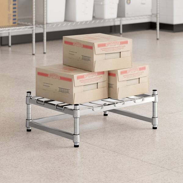 Regency Spec Line 18" x 24" x 8" NSF Stainless Steel Wire Stationary Dunnage Rack with Wire Mat and 3-Sided Frame