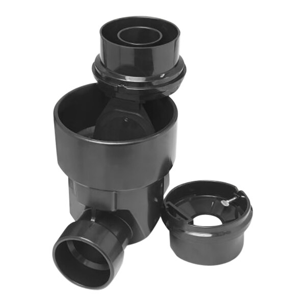 A black plastic RectorSeal Clean Check ABS pipe with a screw lid.