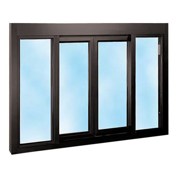 Ready Access 65162101 Model 131 53 1/2" x 4" x 37 3/4" Bronze Bi-Parting Electric Drive-Thru Window with 1/4" Tempered Glass - 110/120V