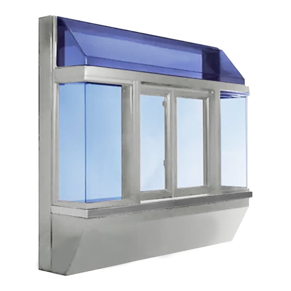 Ready Access 65153302 BO-10 53 1/2" x 14 1/4" x 48 3/4" Silver Bi-Parting Electric Bump-Out Drive-Thru Window with 1/4" Tempered Glass - 110/120V