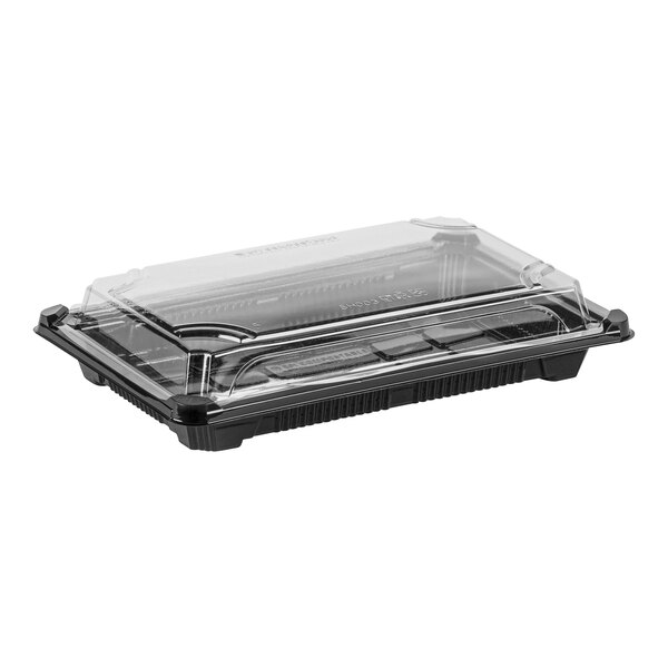 Stalk Market 8 7/8" x 5 3/4" x 1 3/4" Compostable PLA Sushi Tray with Lid - 300/Case