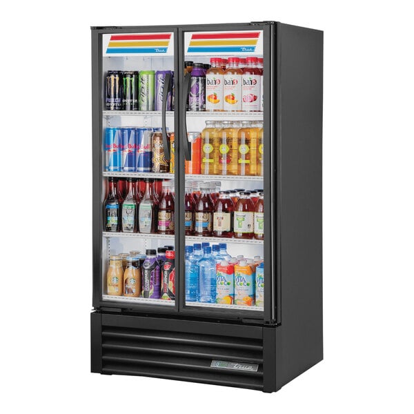 True TVM-30-HC~VM01 30 7/8" Black Refrigerated Glass Door Merchandiser with LED Lighting