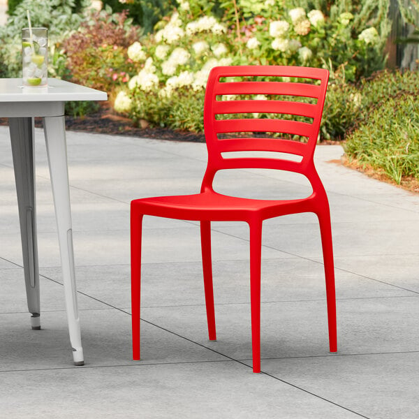 Lancaster Table & Seating Sol Red Resin Side Chair