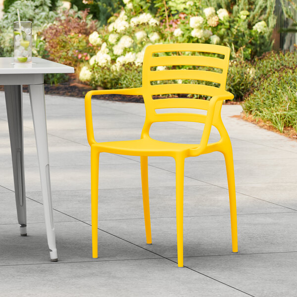 Lancaster Table & Seating Sol Yellow Resin Arm Chair