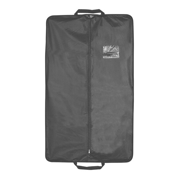 A black Econoco garment bag with a zipper and handles.