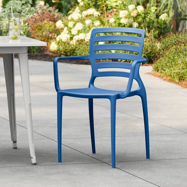 Lancaster Table & Seating Sol Blue Resin Arm Chair