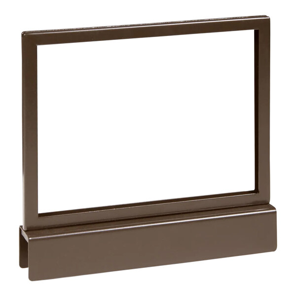 A brown rectangular Econoco sign holder with a white screen.