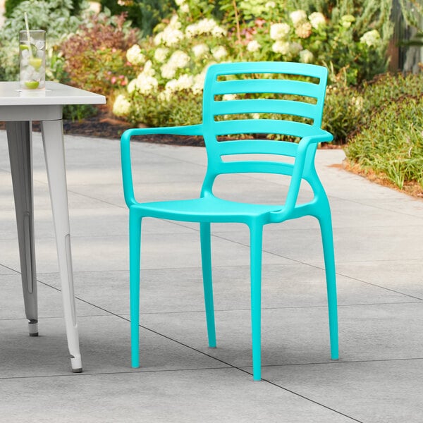 Lancaster Table & Seating Sol Teal Resin Arm Chair