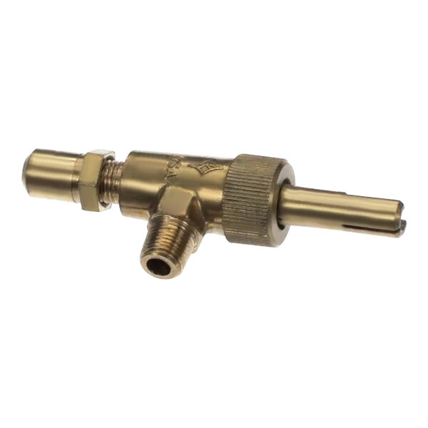 A close-up of a brass Garland Liquid Propane Hi-Lo Valve with a metal nut.