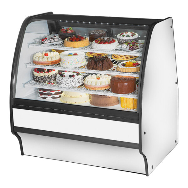 True TGM-R-48-SC/SC-W-W 48 1/4" Curved Glass White Refrigerated Bakery Display Case with White Interior