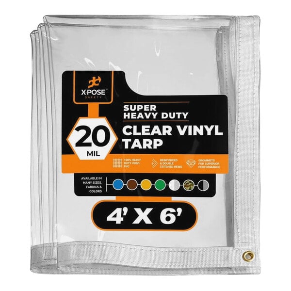 Xpose Safety Clear Super Heavy-Duty Weatherproof 20 Mil PVC Vinyl Tarp