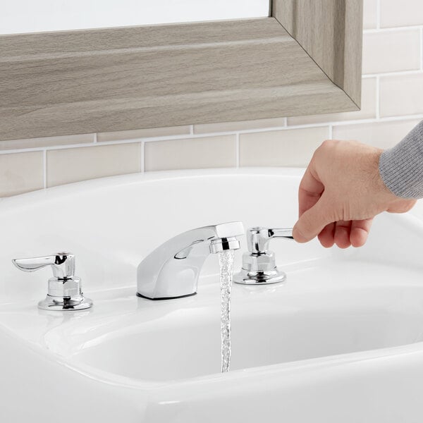 American Standard 6500145.002 Monterrey 0.5 GPM Deck-Mount Widespread Lavatory Faucet with 8" Centers, Cast Brass Spout, and Lever Handles