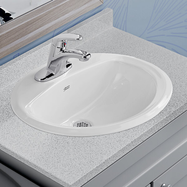 American Standard 0476028.020 Aqualyn 20 3/8" x 17 3/8" White Vitreous China Single Bowl Drop-In Sink with 4" Centerset