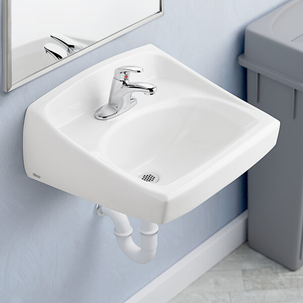 American Standard 0355012.020 Lucerne 21 1/4" x 18 1/4" White Vitreous China Wall-Mount Lavatory with 4" Centerset and Wall Hanger