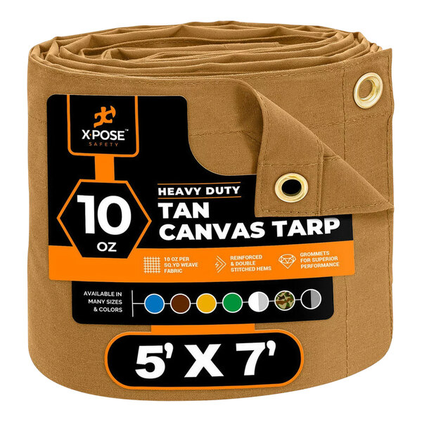 Xpose Safety Tan Heavy-Duty Weatherproof 10 oz. Poly Canvas Tarp