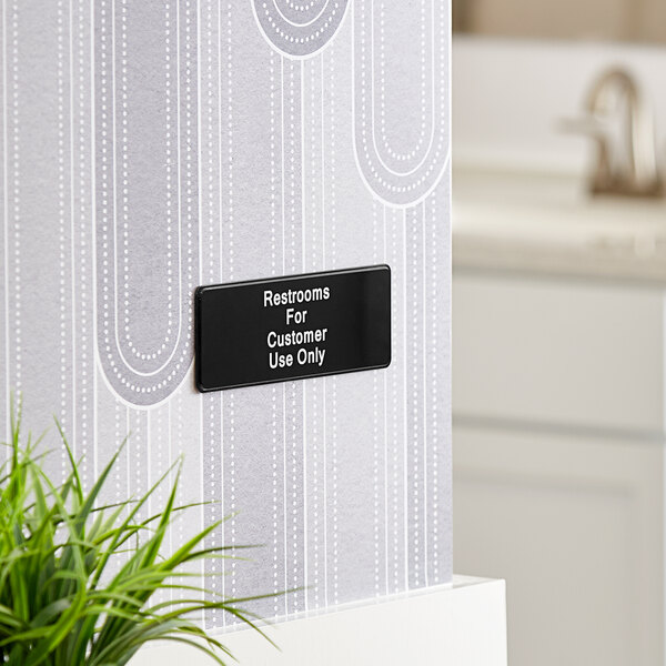Lavex Restrooms For Customer Use Only Sign - Black and White, 9" x 3"